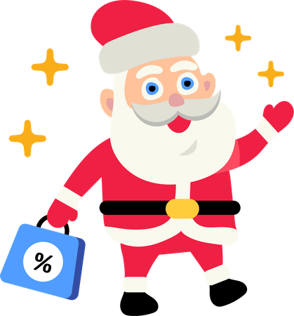 Santa Claus doing Shopping on Christmas Discount  Illustration