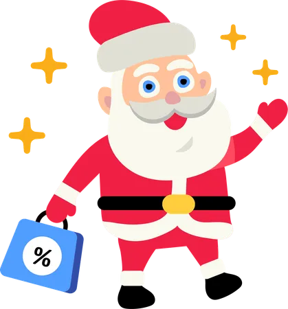 Santa Claus doing Shopping on Christmas Discount  Illustration