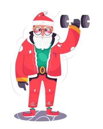 Santa Claus doing weight lifting Illustration