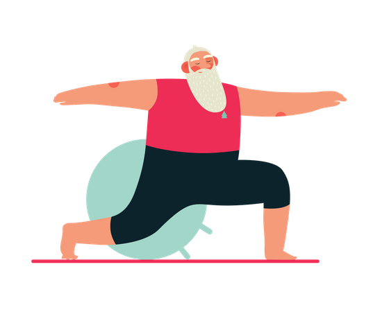Santa Claus doing yoga  Illustration