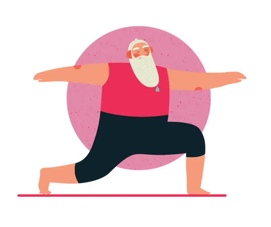 Santa Claus doing yoga  Illustration