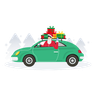 santa claus driving car illustration