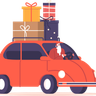 illustrations for santa claus driving car
