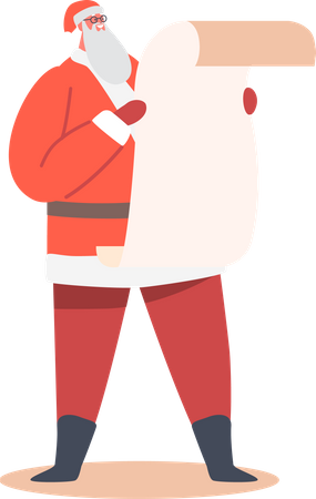 Papá Noel en traje festivo rojo  Ilustración