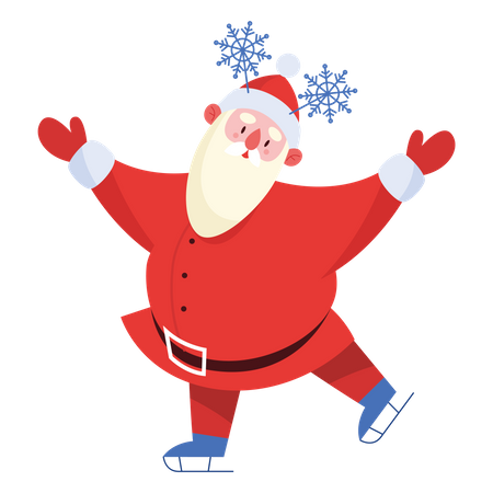 Santa claus enjoying ice skating  Illustration