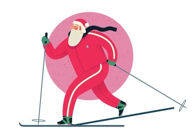 Santa claus enjoying ski Illustration