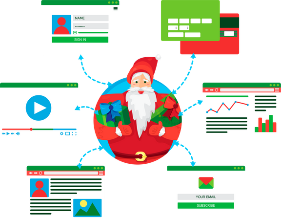 Santa Claus enjoying social life  Illustration