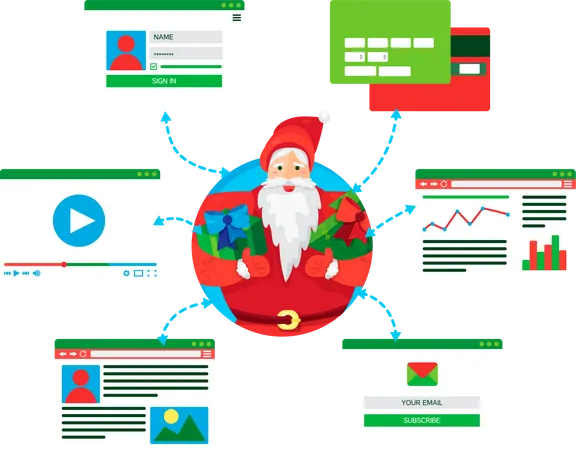 Santa Claus enjoying social life  Illustration