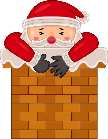 Santa Claus enters through chimney  Illustration