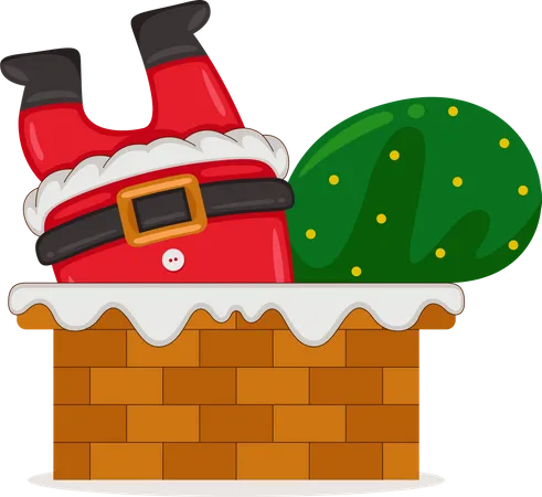 Santa Claus enters through the chimney  Illustration