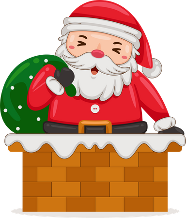 Santa Claus enters through the chimney  Illustration