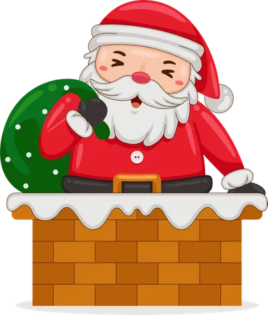 Santa Claus enters through the chimney  Illustration