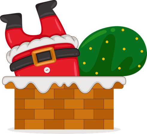 Santa Claus enters through the chimney  Illustration