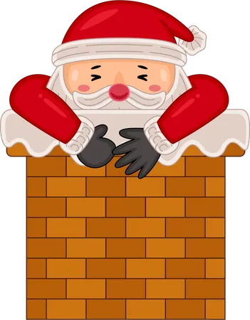 Papá Noel entra por la chimenea  Ilustración