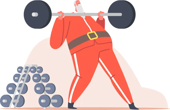 Entrenamiento de santa claus en el gimnasio  Ilustración