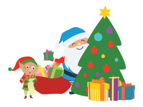 Santa Claus Giving Gift  Illustration