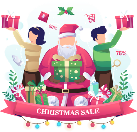 Santa Claus giving gifts  Illustration