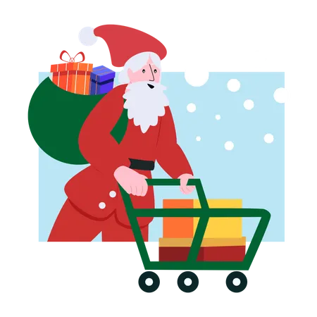 Santa Claus giving gifts  Illustration