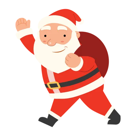 Santa Claus going to distribute Christmas gifts  Illustration