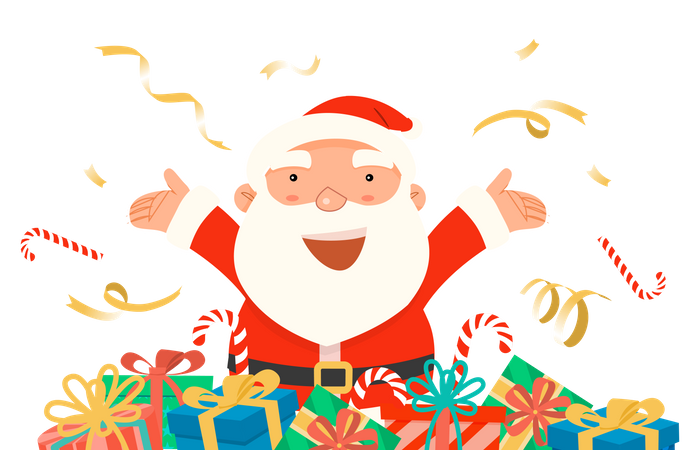 Santa Claus greeting merry Christmas to everyone Illustration