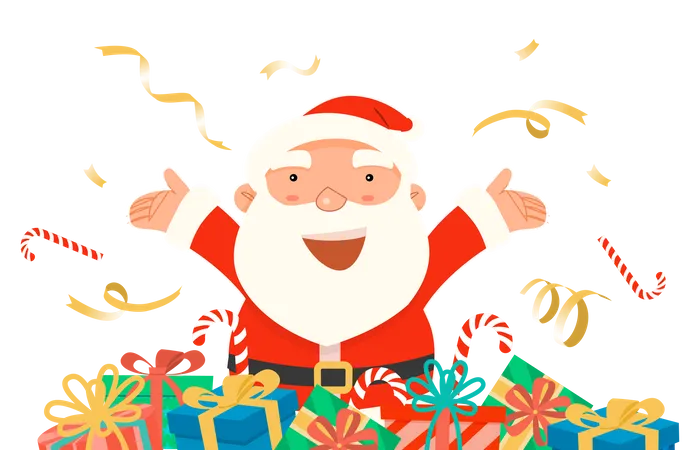 Merry Christmas And Happy New Year With Santa Claus Illustration