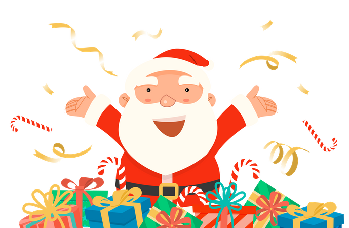 Santa Claus greeting merry Christmas to everyone  일러스트레이션
