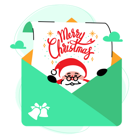 Santa claus greeting via christmas mail  Illustration