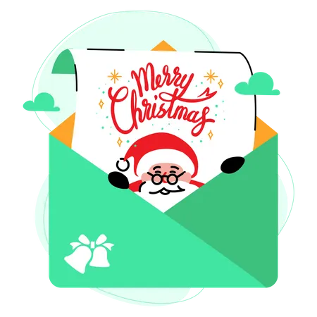 Santa claus greeting via christmas mail Illustration