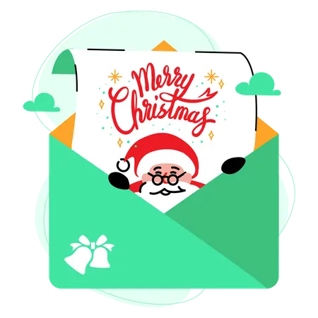 Santa claus greeting via christmas mail  Illustration