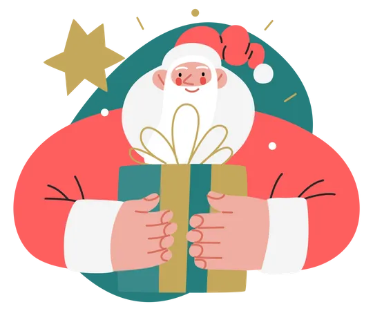 Santa Claus holding a gift  Illustration