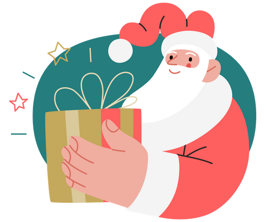 Santa Claus holding a gift Illustration