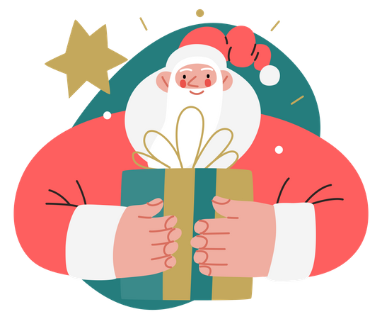 Santa Claus holding a gift  Illustration