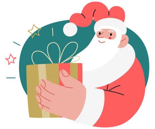 Santa Claus holding a gift  Illustration