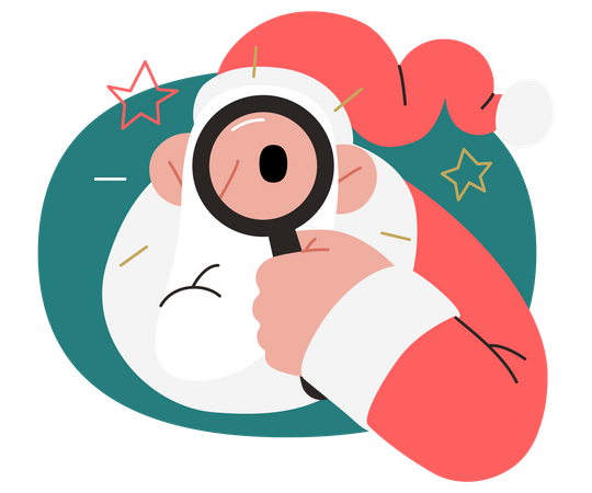 Santa Claus holding a magnifying glass Illustration