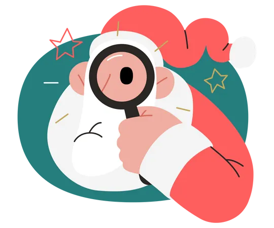 Santa Claus holding a magnifying glass Illustration