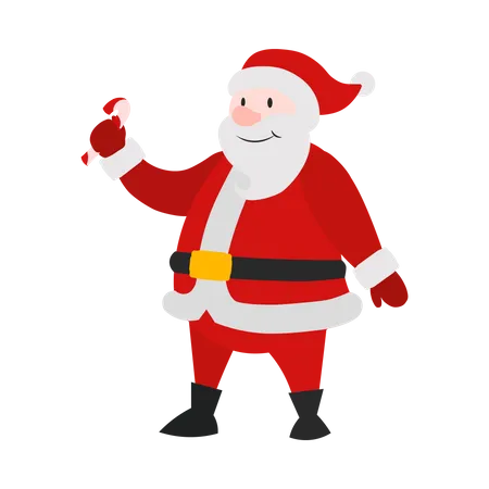 Santa Claus holding candy  Illustration