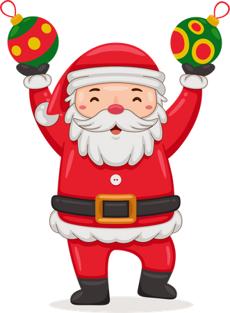 Santa Claus holding christmas ball  Illustration