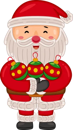 Santa Claus holding christmas ball  Illustration