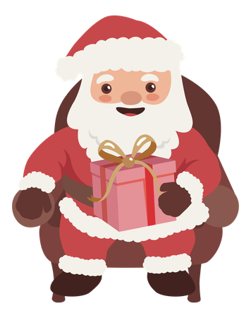 Santa Claus holding christmas gift  イラスト