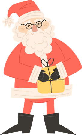 Santa Claus holding Christmas gift  Illustration