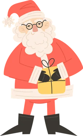 Santa Claus holding Christmas gift  Illustration