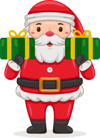 Santa Claus holding christmas gift  Illustration