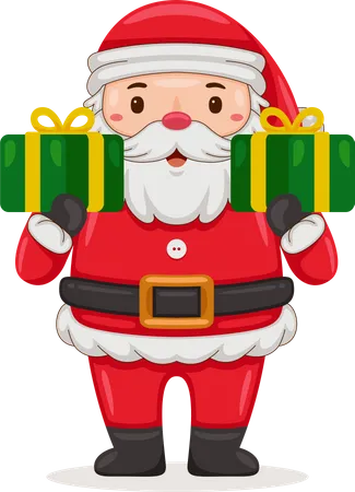 Santa Claus holding christmas gift  Illustration