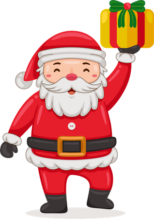 Santa Claus holding christmas present  Illustration