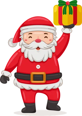 Santa Claus holding christmas present  Illustration