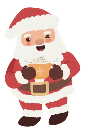 Santa Claus holding coffee cup  Illustration