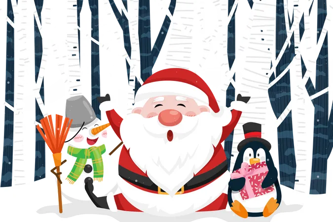 Santa Claus holding empty sign  Illustration