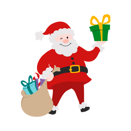 Santa Claus holding gift  Illustration