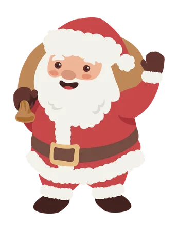 Santa Claus holding gift bag  Illustration