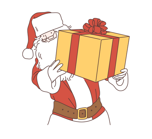Santa Claus holding gift box  Illustration